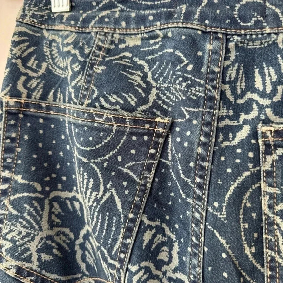 Free People Printed Crop Flare Jeans High Rise Denim Ankle Blue We The Free - Picture 13 of 17